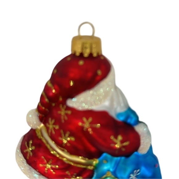 GKI Bethlehem Glass Christmas Ornament - Santa with Green Toy Bag - Picture 8 of 10